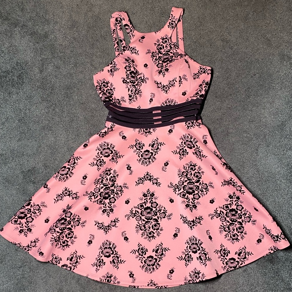 Pink Suede Dress with Mess Stomach Area